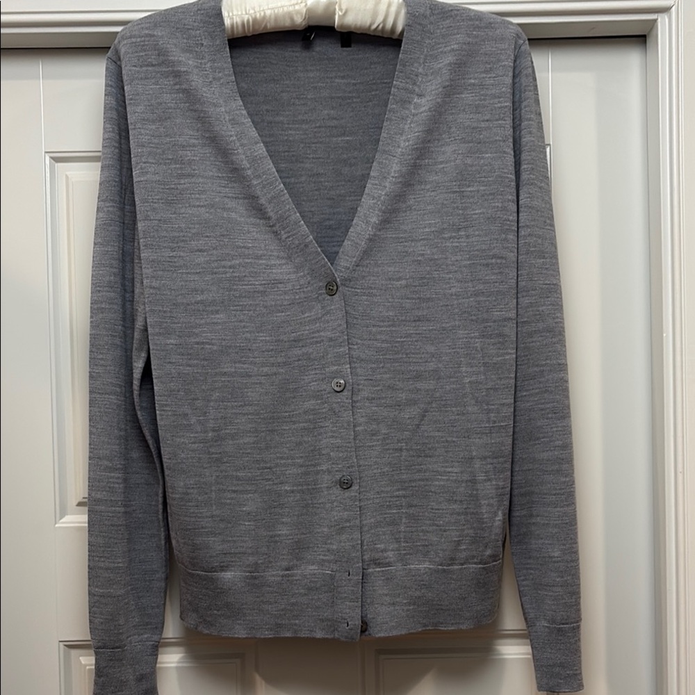 Theory VNeck Gray Women's Cardigan in Regal Wool